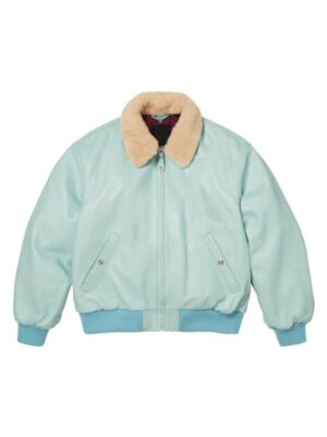 2026 Supreme Schott Shearling Collar Bomber Jacket Blue