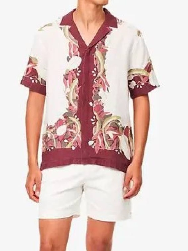 American Idol Luke Bryan White & Burgundy Floral Shirt
