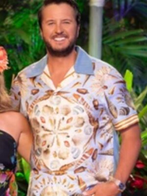 American Idol S24 Luke Bryan Denim Collar Hawaiian Shirt