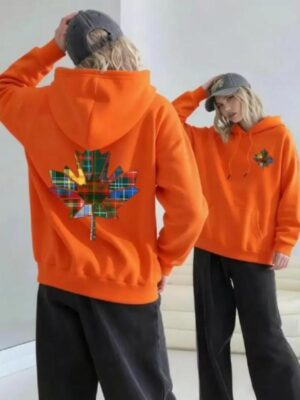 Canada Pride Tartan Leaf Printed Hoodie