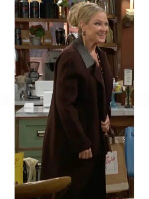 The Young and the Restless Sharon Newman Brown Coat With Leather Collar