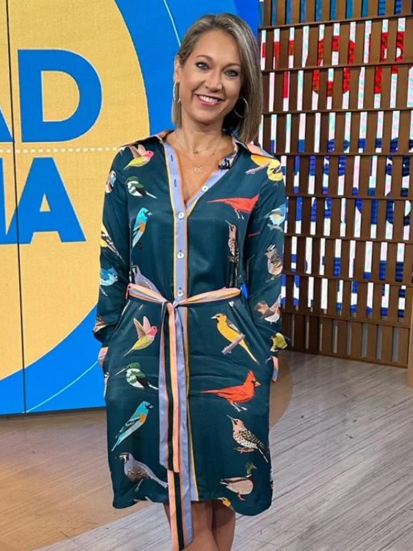 2026 Good Morning America Ginger Zee Blue Bird Print Shirt