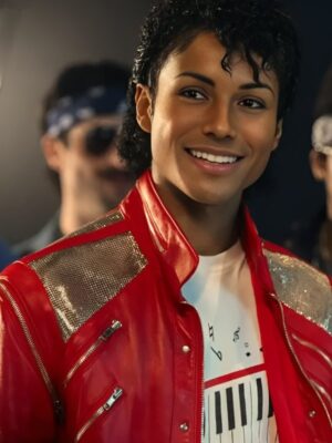 2026 Michael Jaafar Jackson Red Leather Jacket