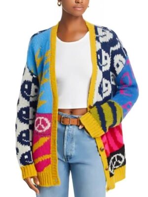 House of Villains S3 Kate Chastain Multicolor Printed Cardigan