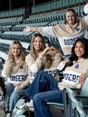 LA Dodgers Women’s Night Quarter Zip Beige Sweatshirt