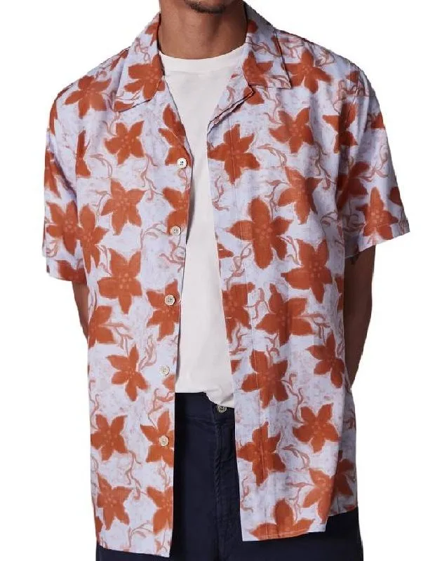 Shrinking S03 Michael Urie Orange Floral Cotton Shirt