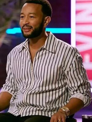 The Voice S29 John Legend Black Striped Zip-Up Shirt