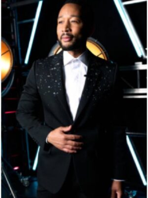 The Voice S29 John Legend Crystal-Embellished Black Blazer