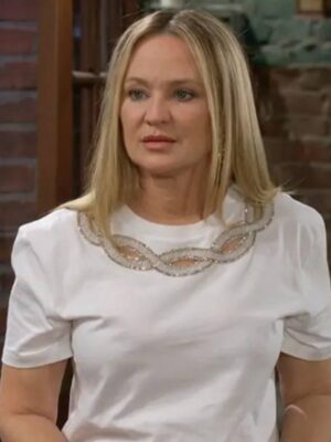 The Young and the Restless Sharon Newman White Beaded T-Shirt