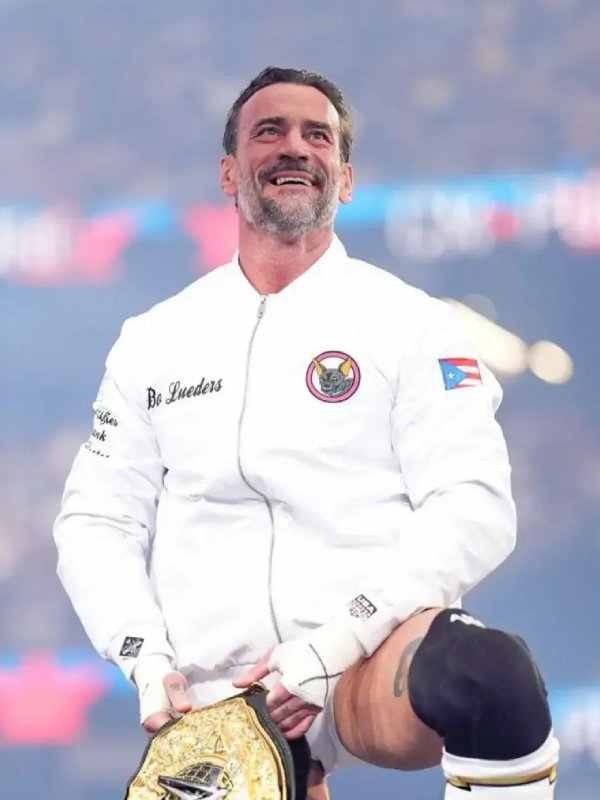 WrestleMania 42 CM Punk White Bomber Jacket
