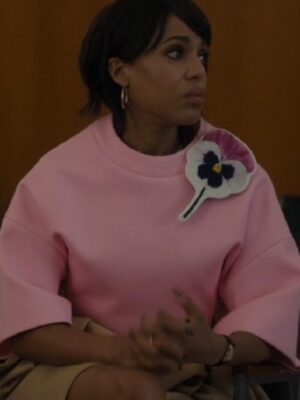 2026 Imperfect Women Kerry Washington Floral Brooch Pink Top