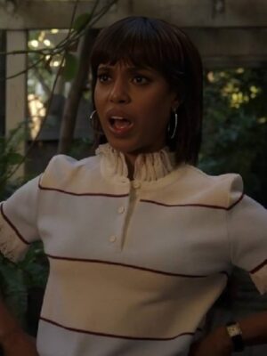 2026 Imperfect Women Kerry Washington Lace Ruffle Stripe Polo