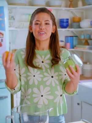 S15 Girl Meets Farm Molly Yeh Mint Green Daisy Printed Sweater