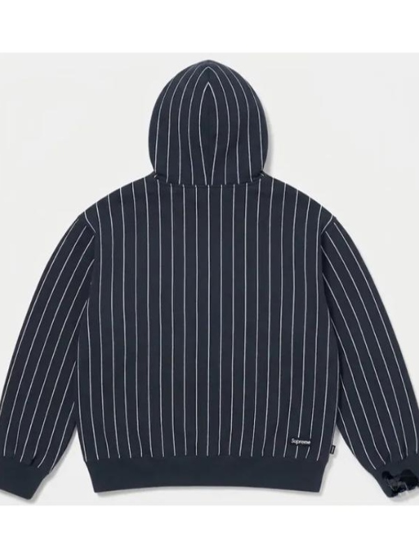 Supreme Devils Logo Blue Stripe Hooded Zipper Jacket