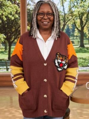 The View Whoopi Goldberg Brown Tiger Printed Cardigan