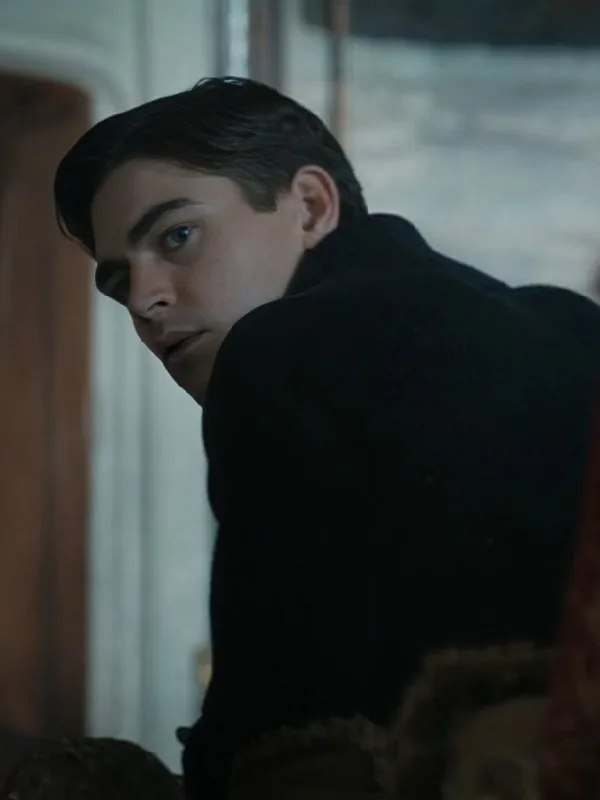 Young Sherlock 2026 Hero Fiennes Tiffin Black Cardigan
