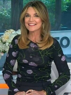 2026 Today Savannah Guthrie Black Floral Top