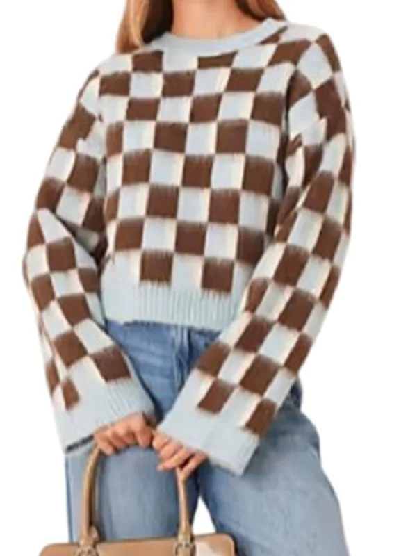 Allie Aylott TV Series Tip Toe S01 Colorblock Sweater-White & Brown