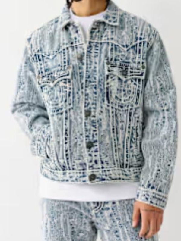 Euphoria Distressed Rope Stitch Trucker Jacket