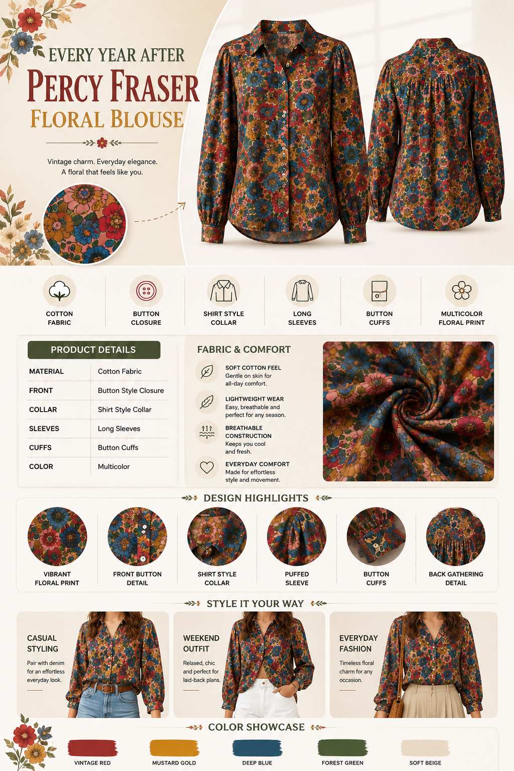 Every Year After Percy Fraser Floral Blouse Details