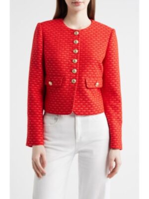 Fox And Friends 2026 Ainsley Earhardt Metallic Tweed Jacket