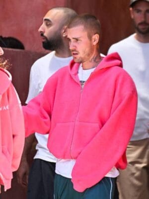 Justin Bieber LA Pink Zipper Hoodie