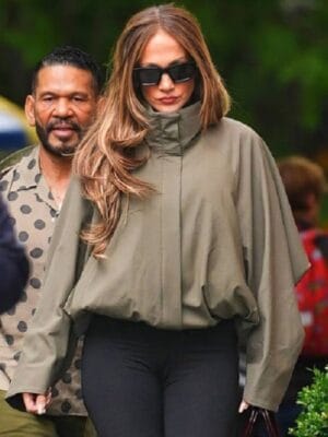NYC Jennifer Lopez Olive Green Draped Jacket