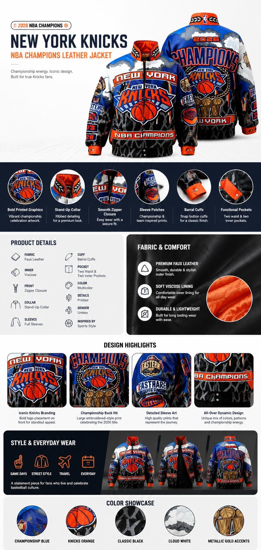 New York Knicks NBA Champions Leather Jacket Info