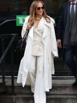 Office Romance Jennifer Lopez 2026 White Trench Coat