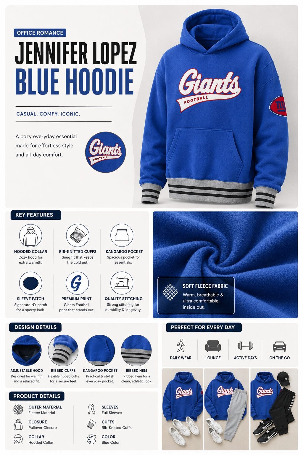 Office Romance Jennifer Lopez Blue Hoodie