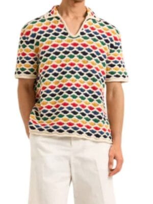Press Junket Jalen Thomas Brooks Crochet Polo Shirt