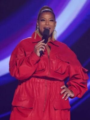 Queen Latifah 52nd American Music Awards Leather Red Jumpsuit