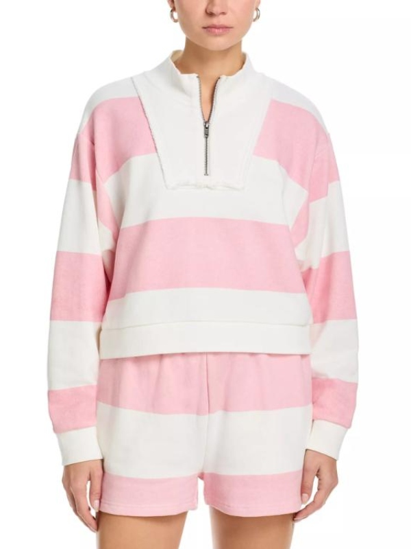 S2 The Four Seasons Tina Fey Striped Half Zip Sweatshirt