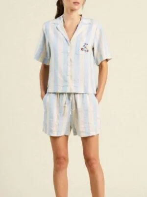 The Four Seasons S02 Tina Fey Blue Striped Pajamas