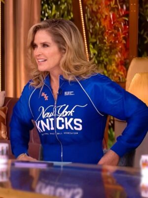 The View Sara Haines Knicks Track Blue Jacket