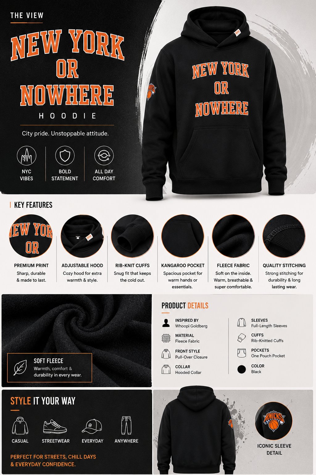 The View Whoopi Goldberg “New York or Nowhere” Hoodie