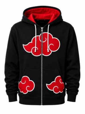 Black And Red Naruto Akatsuki Zipper Hoodie