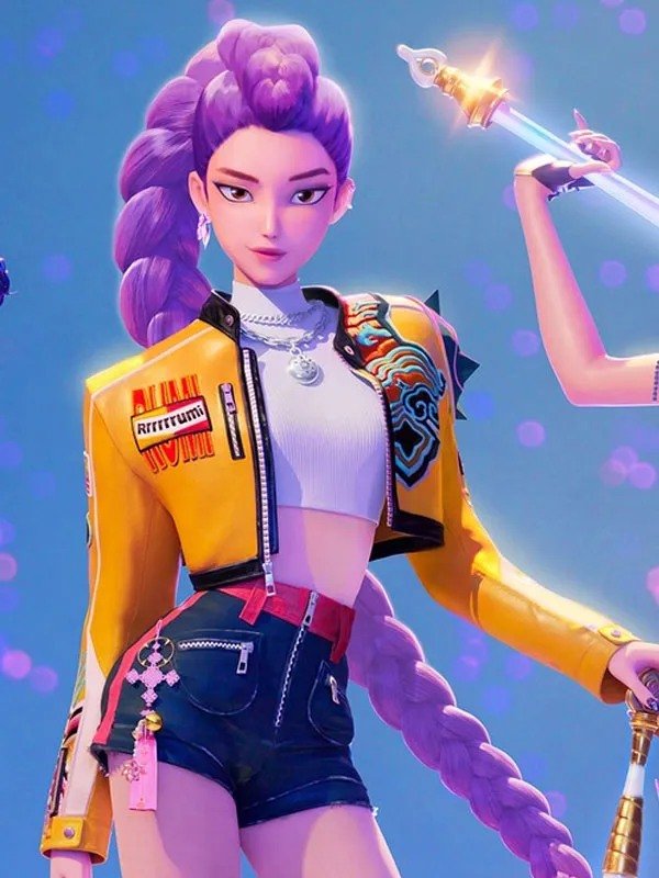 KPop Demon Hunters Rumi Leather Jacket Yellow