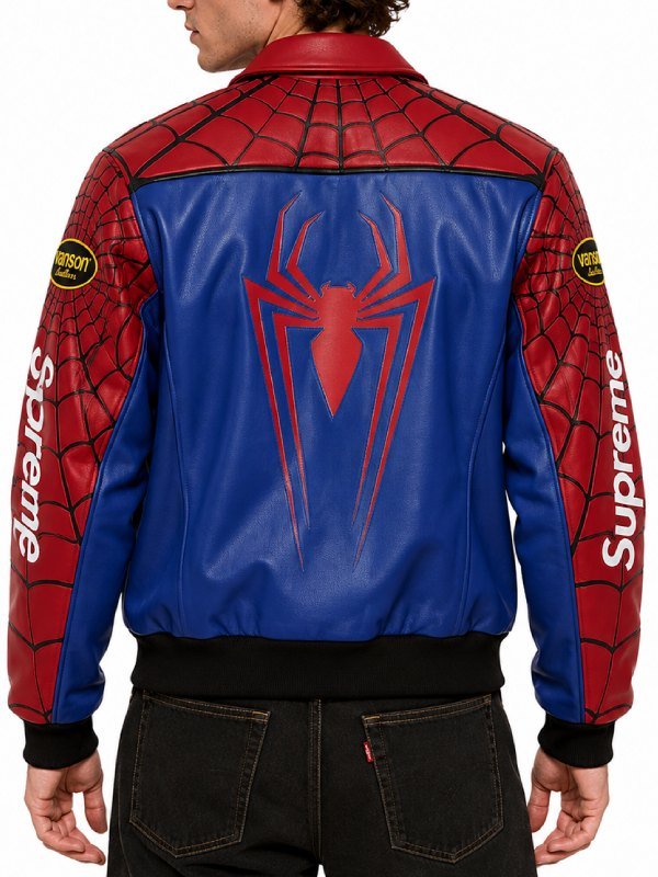 Spider Man Leather Jacket Inspired By Supreme Back