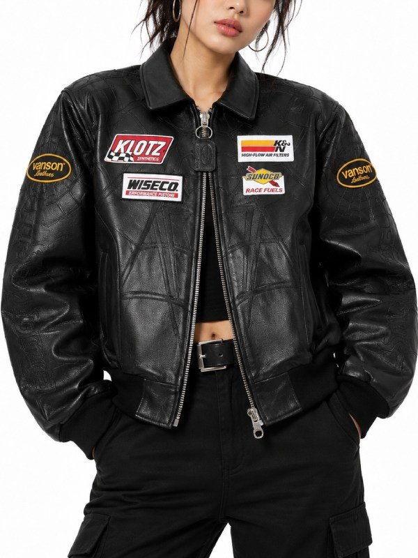Spider Man Leather Jacket Inspired By Supreme Black Front