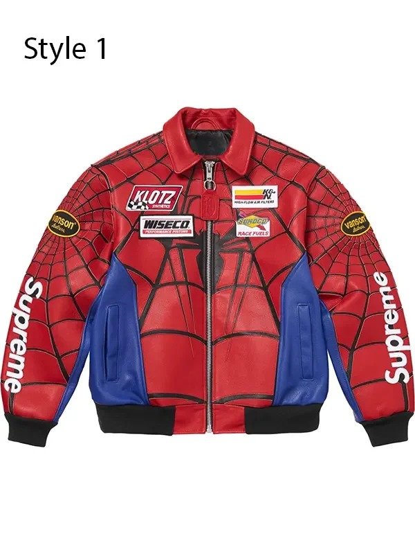 Spider Man Leather Jacket Inspired By Supreme