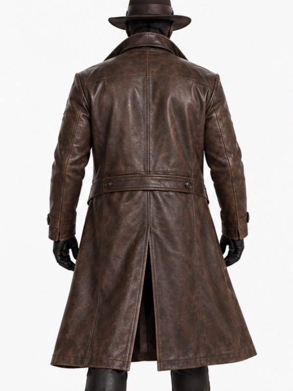 Spider Noir S01 Nicolas Cage Brown Leather Coat back View