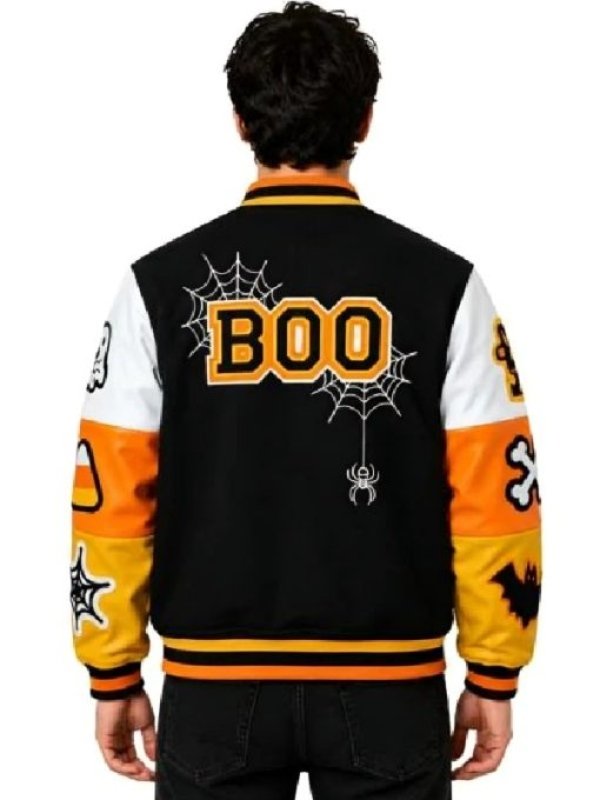 Spooky Boo Halloween 2026 Jack O Lantern Haunted House Ghost Varsity Jacket