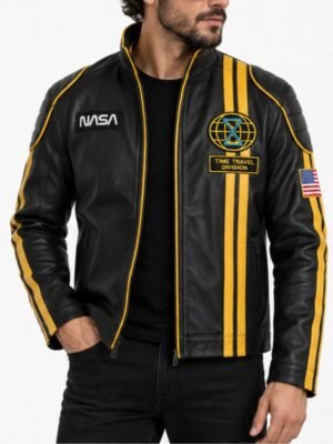 The Fall Guy Ryan Gosling Black and Yellow Leather Jacket Front View